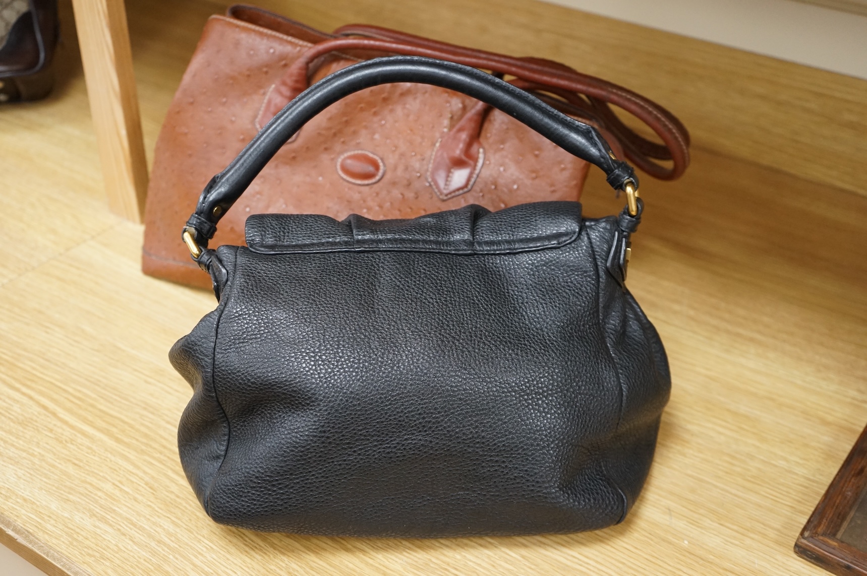 A Marc by Marc Jacobs Standard Supply handbag and an ostrich skin hand bag largest approximately 40cm wide
